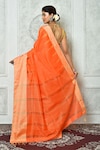 Shop_Adara Khan_Orange Blended Cotton Woven Striped Saree_at_Aza_Fashions