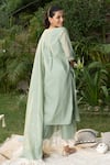 Shop_SUMMER BY PRIYANKA GUPTA_Green Silk Mul Embroidery Chikankari Round Ambar Kurta Set_at_Aza_Fashions