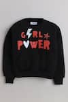 Shop_Knitting Doodles_Black Fleece Printed Girl Power Top And Joggers Set For _at_Aza_Fashions