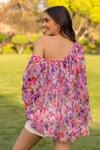 Shop_B'Infinite_Purple Chiffon Floral Pattern Asymmetric Neck Top_at_Aza_Fashions