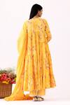 Shop_Abbaran_Yellow Cotton Cambric Print Floral Round Neck Anarkali Set _at_Aza_Fashions
