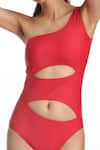 Shop_Kai Resortwear_Red One Shoulder Ruby Cutout Swimsuit  _at_Aza_Fashions