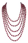 Shop_Riana Jewellery_Maroon Ruby Beads And Pearls Layered Mala _at_Aza_Fashions