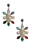Buy_Arnimaa_White Stone And Mother Of Pearl Embellished Earrings_at_Aza_Fashions