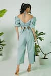 Shop_Ekastories_Grey Poplin Plain Halter Neck The Mojo Gathered Blouse And Pant Set _at_Aza_Fashions