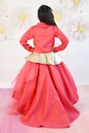 Shop_Fayon Kids_Coral Net, Silk Sequins High Low Hem Gown With Jacket _at_Aza_Fashions
