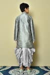 Shop Petite Pomme Grey Silk Embroidery Woven Kurta With Dhoti Pant at Aza Fashions Shop_Petite Pomme_Grey Silk Embroidery Woven Kurta With Dhoti Pant _at_Aza_Fashions