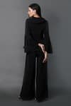 Shop_Swatee Singh_Black Crepe Collared Bell Sleeve Coat Jumpsuit _at_Aza_Fashions