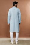 Shop_Aham-Vayam_Blue Cotton Sequins Jahaan Embroidered Kurta And Churidar Set _at_Aza_Fashions