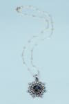 Shop_Sangeeta Boochra_Silver Plated Labradorite Sofia Handcrafted Pendant Necklace _at_Aza_Fashions