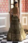 Shop_Basanti - Kapde Aur Koffee_Green Georgette, Net Sequins, Cut Work Round Neck Embroidered Lehenga Set_at_Aza_Fashions