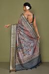Shop_Samyukta Singhania_Grey Dola Silk Anar Shakha Kalamkari Print Saree With Blouse_at_Aza_Fashions