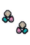 Buy_Isharya_Multi Color Crystals Banger Trio Stud Earrings_at_Aza_Fashions