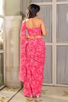 Shop_suruchi parakh_Pink Georgette Print Floral Sweetheart Neck Pe-draped Skirt Saree And Blouse Set_at_Aza_Fashions