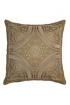 Shop_Khaabka_Brown Cotton Linen Embroidery Tonal Cushion Cover - Set Of 2_at_Aza_Fashions