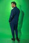 Shop_Echke_Blue Cotton Blend Solid Side Zippered Jacket And Pant Set _at_Aza_Fashions