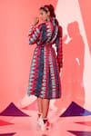 Shop_Esha L Amin_Multi Color Viscose, Crepe Collared Coachella Blazer Dress _at_Aza_Fashions