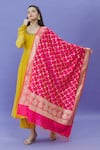 Shop Naintara Bajaj Pink Silk Embroidery Banarasi Floral Pattern Dupatta at Aza Fashions Shop_Naintara Bajaj_Pink Silk Embroidery Banarasi Floral Pattern Dupatta _at_Aza_Fashions