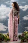 Shop_Saksham Neharicka_Pink Chiffon Printed And Hand Embroidered Floral Khwahish Saree _at_Aza_Fashions