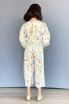 Shop_Pinkcow Designs Pvt Ltd_White Crepe Floral Print Knotted Top And Palazzo Set _at_Aza_Fashions