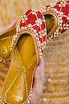 Shop_Cilwana Studio_Maroon Embroidered Pearl Juttis _at_Aza_Fashions