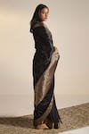 Shop_Shorshe Clothing_Black Silk Velvet Woven Floral Saree _at_Aza_Fashions