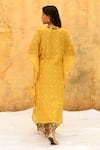 Shop_Label Niti Bothra_Yellow Pure And Handwoven Banarasi Silk Embroidery 3d Motif Kaftan With Palazzo _at_Aza_Fashions