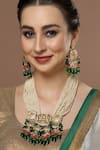 Shop_Dugran By Dugristyle_Green Kundan Pearl Layered Pendant Necklace Set _at_Aza_Fashions