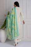 Shop_HOUSE OF TA-YA_Off White Cotton Woven Geometric V Neck Kurta Set With Printed Floral Dupatta _at_Aza_Fashions