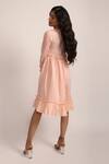 Shop_AROOP SHOP INDIA_Peach Vegan Silk Tie-up Martina Tiered Dress _at_Aza_Fashions