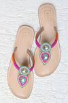 Shop_Sandalwali_Multi Color Leather Kina Beaded Sandals_at_Aza_Fashions