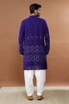 Shop_Aham-Vayam_Blue Cotton Sequins, Embroidery Chandrakiran Kurta Patiala Set _at_Aza_Fashions