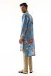 Shop_Mahima Mahajan_Blue Organza Satin Print Floral Bloom Kurta With Pant _at_Aza_Fashions