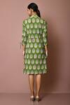 Shop_Arihant Rai Sinha_Green Cotton Peace Buddha Print Dress_at_Aza_Fashions