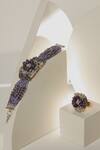 House Of D"Oro_Purple Semi Precious Stone Mayima Embellished Bracelet_Online_at_Aza_Fashions