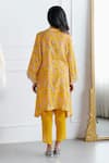 Shop_Seeaash_Yellow Cotton Printed Floral Notched Asmira Kurta And Dhoti Pant Set _at_Aza_Fashions