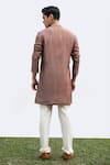 Shop_KAKA CALCUTTA_Brown Kurta- Bamberg Silk Pintucks Placement Pattern Set _at_Aza_Fashions