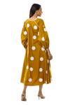 Shop_Khat_Yellow Cotton Round Neck Polka Dot Pattern Poplin Dress _at_Aza_Fashions