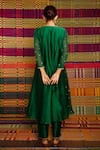Shop_Deep Thee_Emerald Green Chanderi Embroidery Haritah Hand Kali Gusset Kurta Set _at_Aza_Fashions