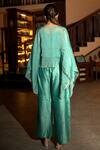 Shop_Deep Thee_Blue Chanderi Embroidered Cape And Pant Set _at_Aza_Fashions