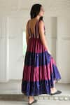 Shop_Taro_Multi Color Chanderi Silk Printed And Bloomy Merlot Tiered Dress  _at_Aza_Fashions