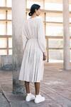 Shop_Urvashi Kaur_Off White Handwoven Linen Cotton Corinth Stripe Pattern Dress_at_Aza_Fashions