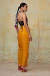 Shop_Style Junkiie_Yellow Cotton Draped Skirt  _at_Aza_Fashions