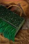 Shop_Be Chic_Green Crystals, Feathers Fiery Bead Embellished Box Clutch _at_Aza_Fashions
