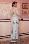 Shop_Atelier Shikaarbagh_White Silk Organza, Brocade Sequins Leaf Border Embroidered Saree _at_Aza_Fashions