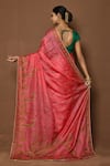 Shop_Samyukta Singhania_Pink Tussar Silk Leaf Pinang Pattern Saree _at_Aza_Fashions