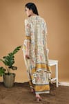 Shop_Soup By Sougat Paul_Yellow Cotton, Silk Embroidery Bird And Tile Print High-low Shirt With Pant _at_Aza_Fashions