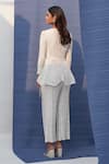 Shop_Pleats By Aruni_White Polyester V Neck Pleated Metallic Top Culotte Set _at_Aza_Fashions