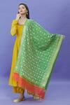 Shop Naintara Bajaj Green Cotton, Silk Geometric Pattern Dupatta at Aza Fashions Shop_Naintara Bajaj_Green Cotton, Silk Geometric Pattern Dupatta _at_Aza_Fashions