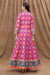 Shop_Samyukta Singhania_Pink Anarkali Heavy Soft Killer Silk Printed Flower Panelled With Dupatta _at_Aza_Fashions